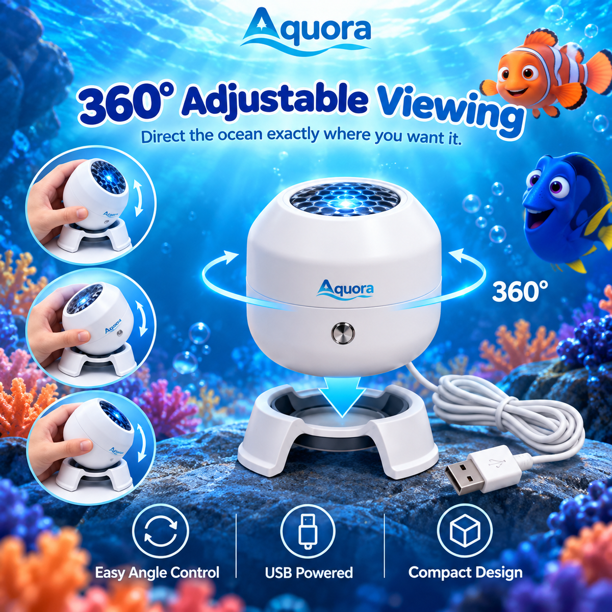 Aquora Nemo Projector - angle view